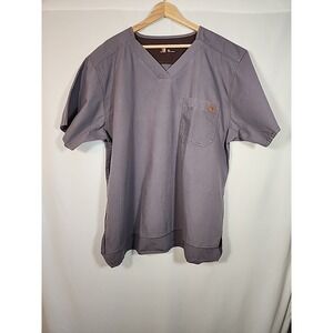 Carhartt Workwear Scrub‎ Top V Neck Short Sleeve Pocket Rip Stop Gray Mens XL